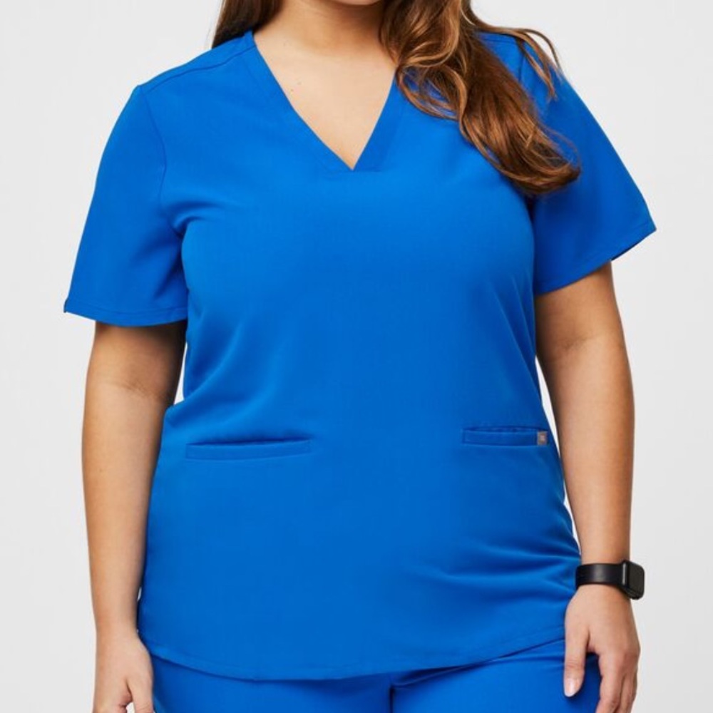 Figs • Casma Royal Blue Three-Pocket Scrub Top - XXL